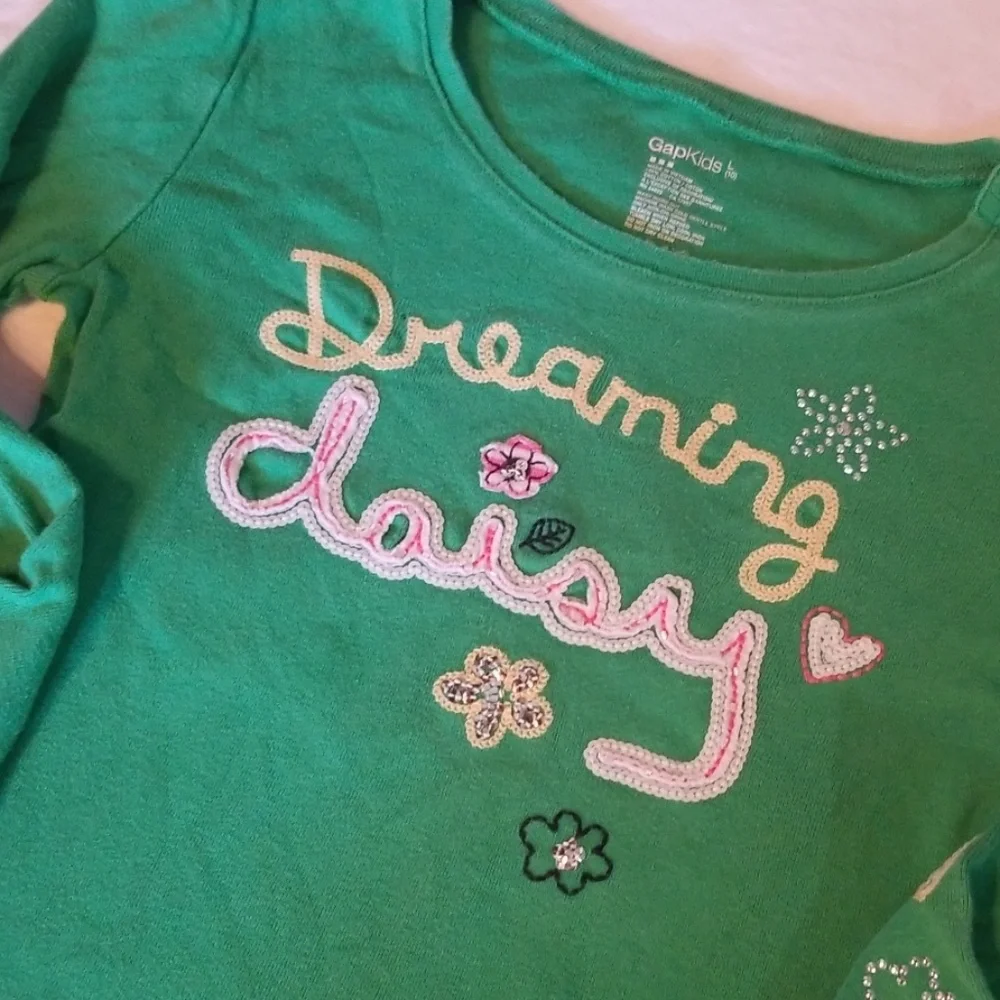 Girls gap‎ 10 daisy green t shirt long sleeve